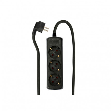 Extension cord 3-part 1.5m with ground black