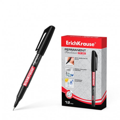 Permanent marker ErichKrause® FP-50, color: black (box 12 pcs.)