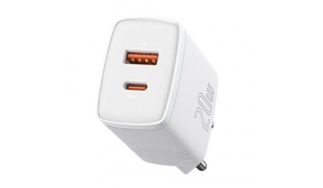 Baseus Компактное быстрое зарядное устройство USB / USB Type C 20W 3A PD Quick Charge 3.0 белый (CCX