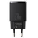 Baseus Компактное быстрое зарядное устройство USB / USB Type C 20W 3A PD Quick Charge 3.0 белый (CCX