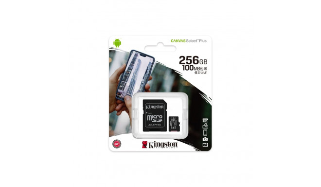 Kingston Canvas Select | Flash memory card | 256 GB | microSDXC UHS-I Memory Card | Speed Class A1 /