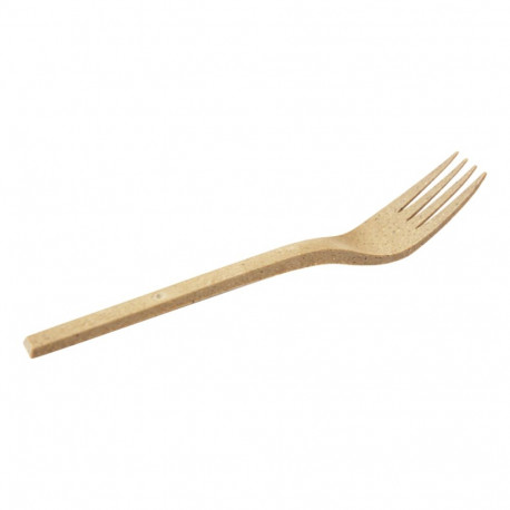 Fork made of wood polymer reusable brown 12 pcs