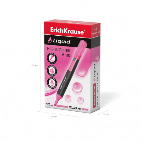 Highlighter ErichKrause® Liquid H-30, ink color: pink (box 10 pcs.)