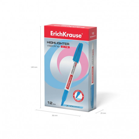 Highlighter  ErichKrause® Visioline V-15, color: blue (box 12 pcs.)