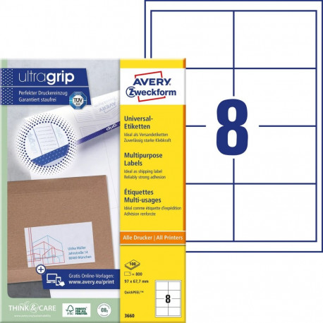 Labels 97x67,7mm InkjetLaserCopy white