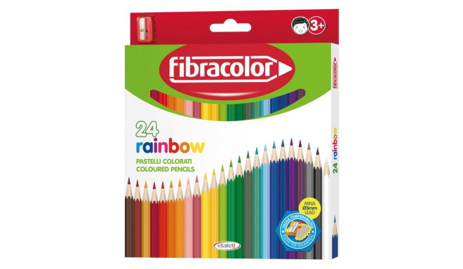 Värvipliiats Fibracolor Rainbow 24 värvi + 1 auguga teritaja