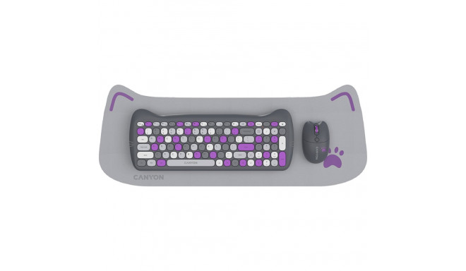 CANYON HSET-W6 EN Keyboard+Mouse Kitty Edition AAA+АА Wireless Violet