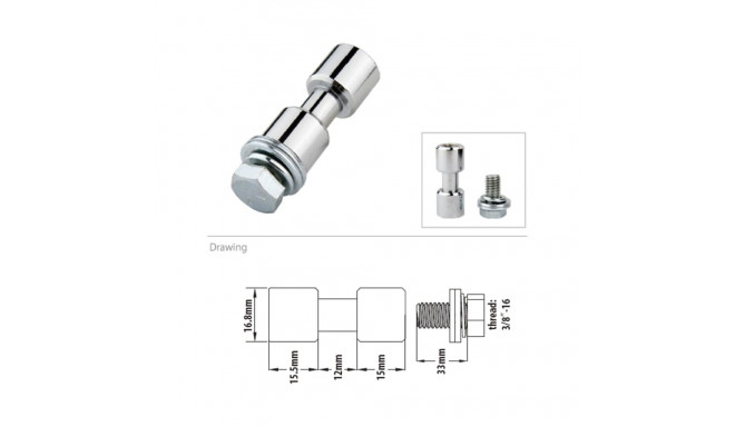 Kupo KS-013F 17mm Spigot, Chrome-Plated 3/8" Female Threaded