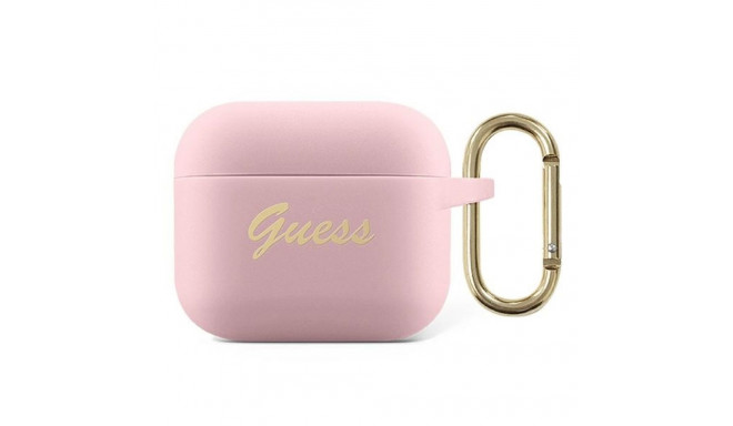 Guess GUA3SSSI AirPods 3 cover pink/pink Silicone Vintage Script