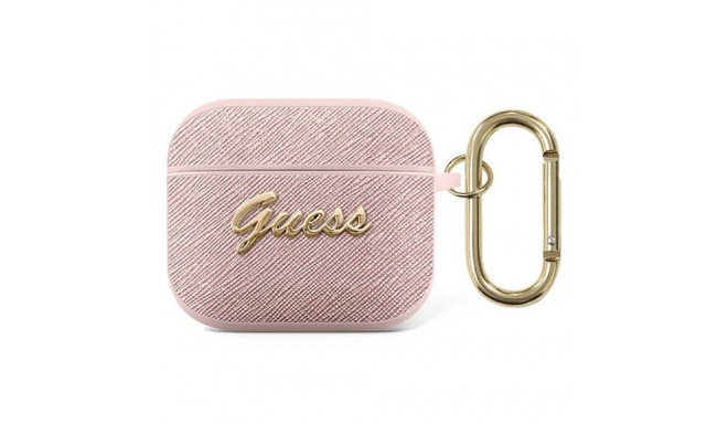 Guess GUA3SASMP AirPods 3 cover pink/pink Saffiano Script Metal Collection