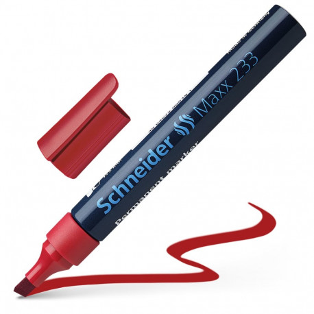 Permanent marker SCHNEIDER Maxx 233 red with cut tip