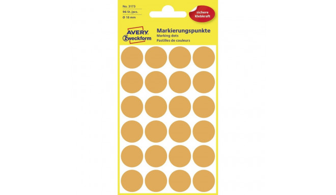 Kleebisetikett AVERY Zweckform Q18mm neoonoranz 96tk (3173)