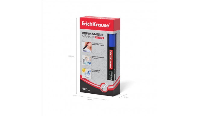 Permanent marker ErichKrause® P-100, color: blue (box 12 pcs.)