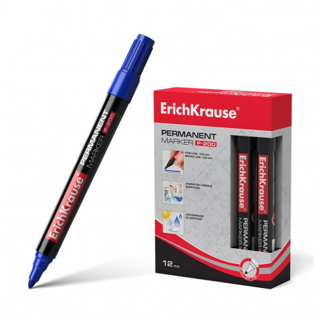 Permanent marker ErichKrause® P-200, color: blue (box 12 pcs.)