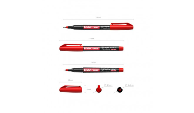 Permanent marker ErichKrause® FP-50, color: red (box 12 pcs.)