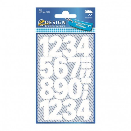 Sticker label AVERY Zweckform white numbers waterproof 25mm 2 sheets (3787)