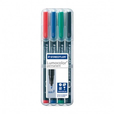 Permanentne marker OHP STAEDTLER Lumocolor 318 F 0,6mm 4 värvi komplekt