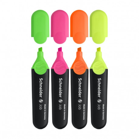Highlighter set, 1-5 mm, SCHNEIDER "Job 150", 4 different colours