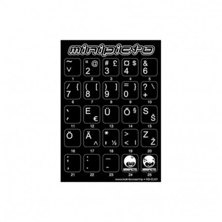 Keyboard sticker EST dot letters+numbers black/white