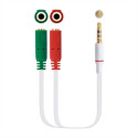 Audiojuhe (3.5 mm) Jagamisjuhe NANOCABLE 10.24.120 Valge Must - 20 cm