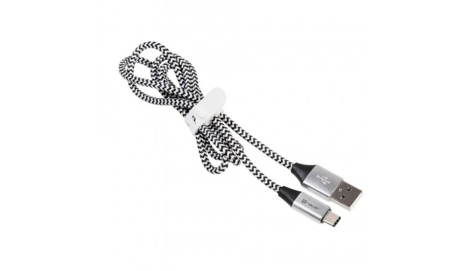 Cable USB 2.0 wire TYP E-C A Male 1.0m black-silver