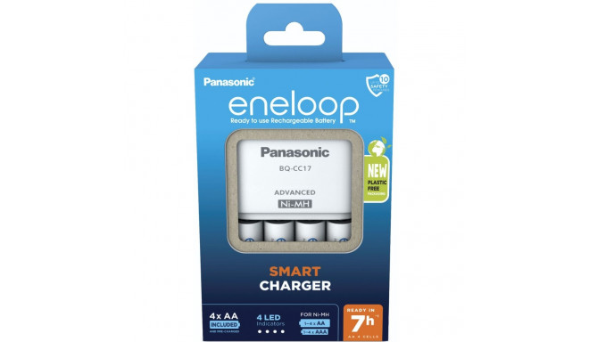 Panasonic Eneloop BQ-CC17 -latauslaite, + 4 kpl 1900 mAh AA-akkuparistoja