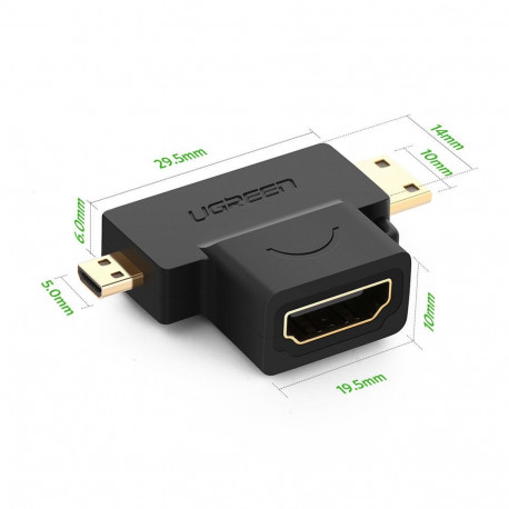 UGREEN 20144 adapter mini | micro HDMI to HDMI black