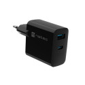 NATEC RIBERA GAN CHARGER 1x USB-A + 1x USB-C 45W BLACK