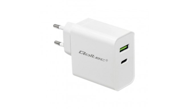 QOLTEC 51718 Laadija 42W 5-20V 2.4-3A USB tüüp C PD USB Valge