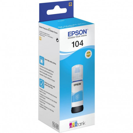 Epson 104 EcoTank -mustepullo, syaani