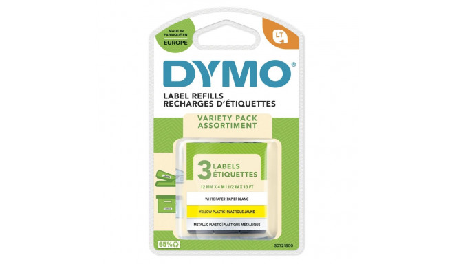 Dymo LetraTag plast-, paberi- ja metallteibid, 12 mm x 4 m, 3 erinevat teipi