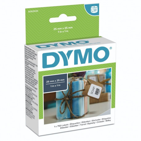 Dymo LabelWriter -nelikulmaiset yleistarrat 25 x 25 mm, 750 tarraa, valkoinen