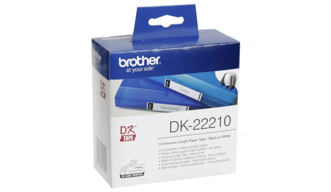 Brother DK-22210 -rullkleebis, 29 mm, must/valge