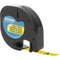 Dymo LetraTAG -muoviteippi 12 mm x 4 m, musta keltaisella pohjalla
