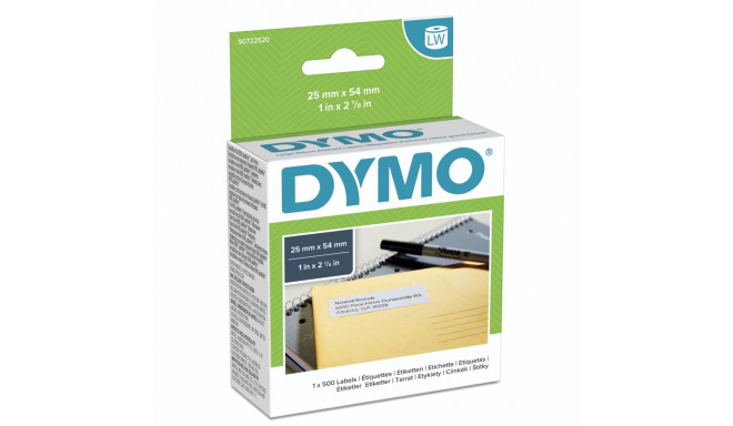 Dymo LabelWriter tagastusaadressi kleebis 54 x 25 mm, 500 kleebist, valge