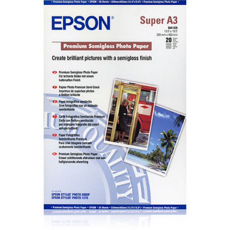 Epson Premium Semigloss Photo Paper -valokuvapaperi, A3+, 20 arkkia