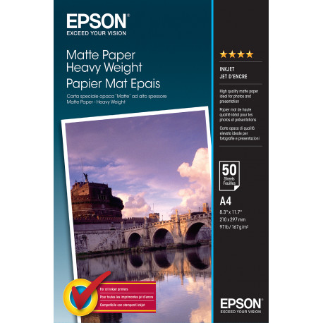 Epson matt paber heavyweight fotopaber, A4, 50 lehte
