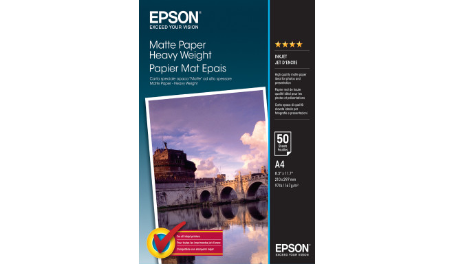 Epson Matte Paper Heavyweight -valokuvapaperi, A4, 50 arkkia