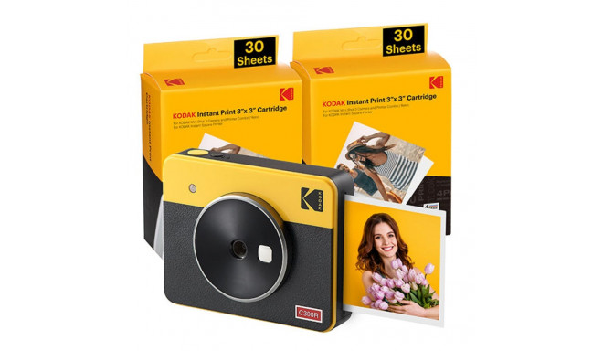 Kodak Mini Shot 3 Retro C300ry60 Portable Instant Camera And Photo Printer Bundle 3x3 Yellow