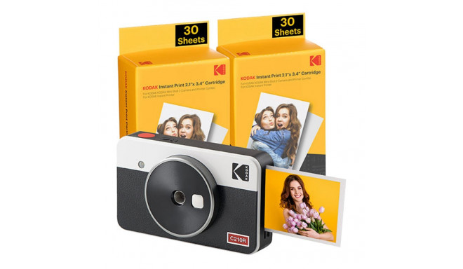 Kodak Mini Shot 2 Retro C210rw Portable Wireless Camera And Photo Bundle 2.1x3.4 White