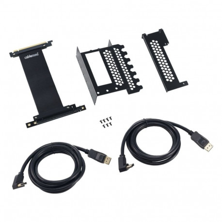 CableMod vertikaalne graafikakaardi hoidik koos PCIe x16 tõstukabliga, 2x DisplayPort - must