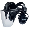 Protective shield with UVEX Pheos headphones