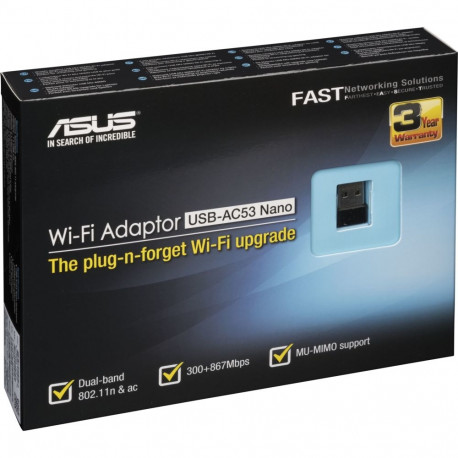 Asus USB-AC53 Nano kahe sagedusalaga USB WiFi-adapter
