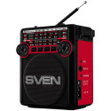 Speaker SVEN SRP-355, red (3W, FM/AM/SW, USB, SD/microSD, flashlight, battery)