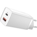 Baseus Wall Quick Charger GaN2 Lite 65W USB + USB-C QC4+ PD3.0 SCP FCP AFC  White