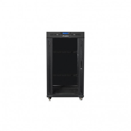 RACK CABINET 19" FREE-STANDING 22U/600X600 (FLAT PACK) WITH GLASS DOOR LCD BLACK LANBERG V2