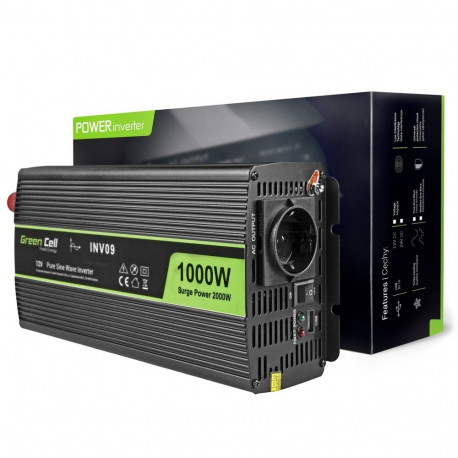 Green Cell INV09 auto 1000 W must toiteadapter/inverter