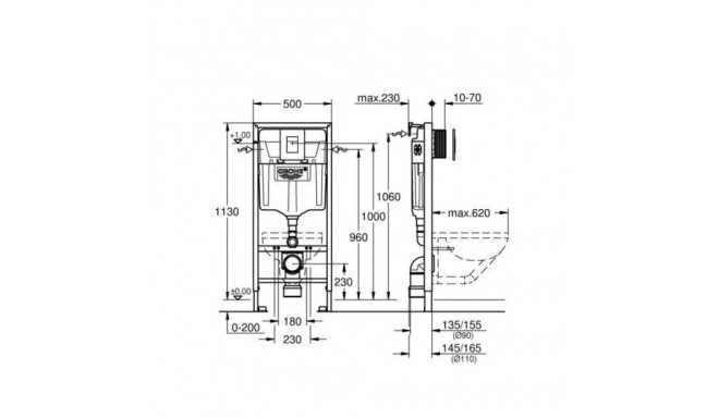 Concealed WC frame and button set Grohe RAPID SL 3-IN-1 38772SH0, white button