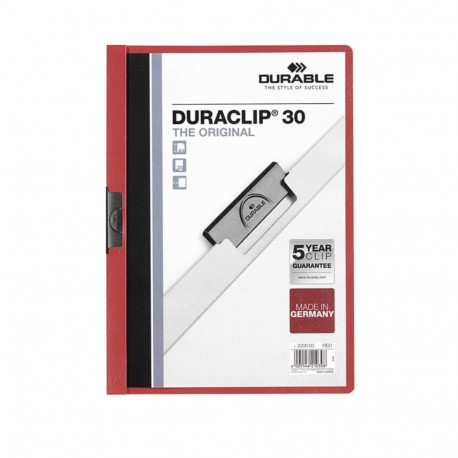 Quick binder, with clip, A4, DURABLE "DURACLIP® 30", red