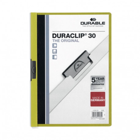 Quick binder, with clip, A4, DURABLE "DURACLIP® 30", green
